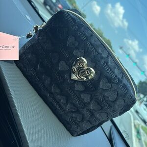 Juicy Couture Black Heart Patterned Cosmetic Bag